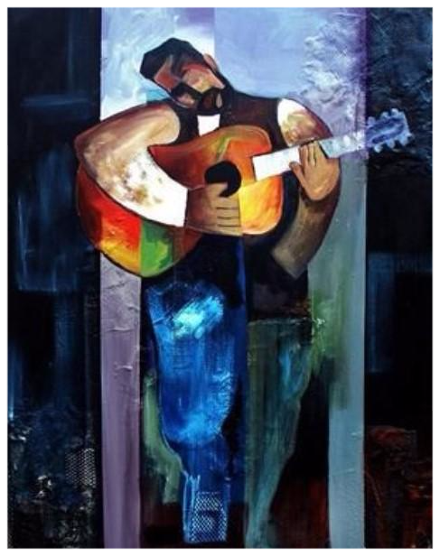 487x616 Jackson. Hubert Guitar Man Serengeti Gallery - Man Playing Guitar Painting