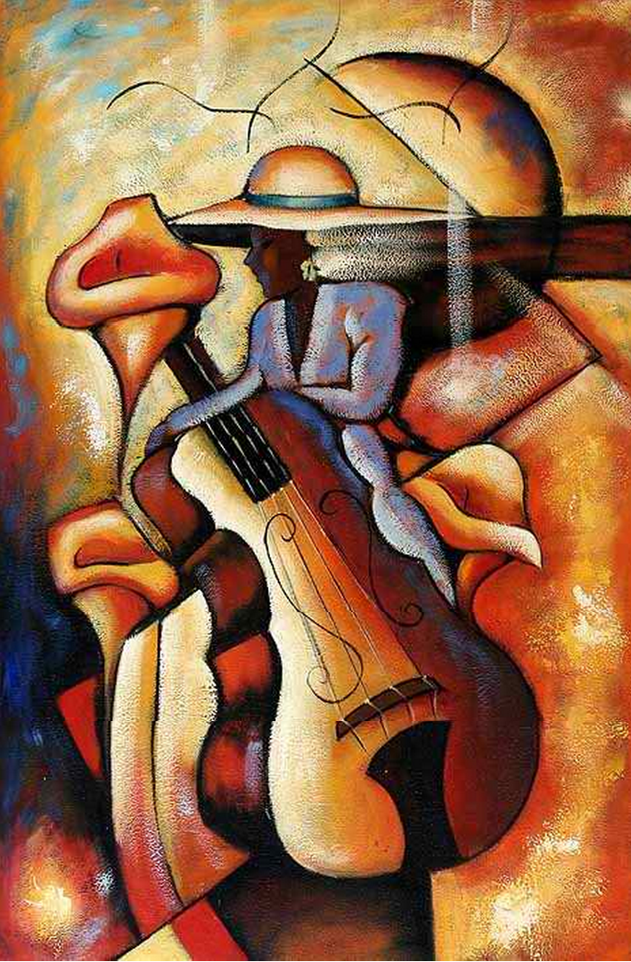 708x1078 Man On A Guitar Painting - Man Playing Guitar Painting