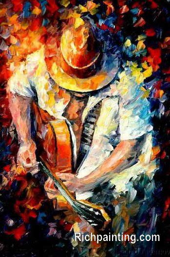 349x529 Man Playing Guitar Painting Guitar Paintings - Man Playing Guitar Painting