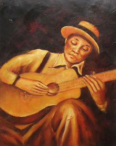 239x300 Nice Oil Painting Of A Man Playing The Guitar. 16x20 Ebay - Man Playing Guitar Painting