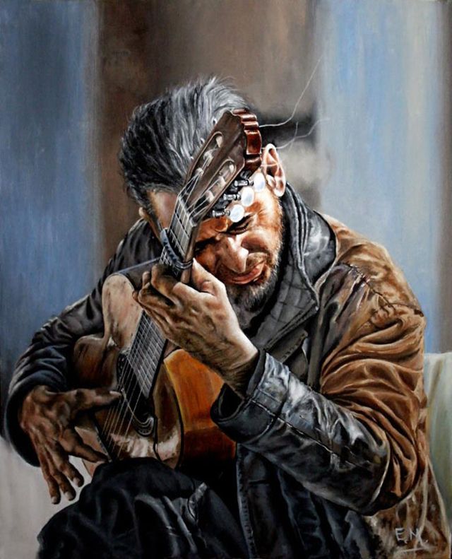 640x791 The 105 Best Guitar Paintings Images On Guitars - Man Playing Guitar Painting