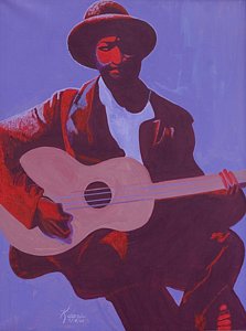 223x300 Black Man Playing Guitar Paintings Fine Art America - Man Playing Guitar Painting