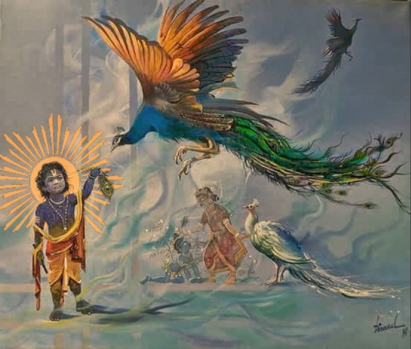 830x705 By Chaitanya Charan Das Proposes, God Has Been - Man Proposes God Disposes Painting