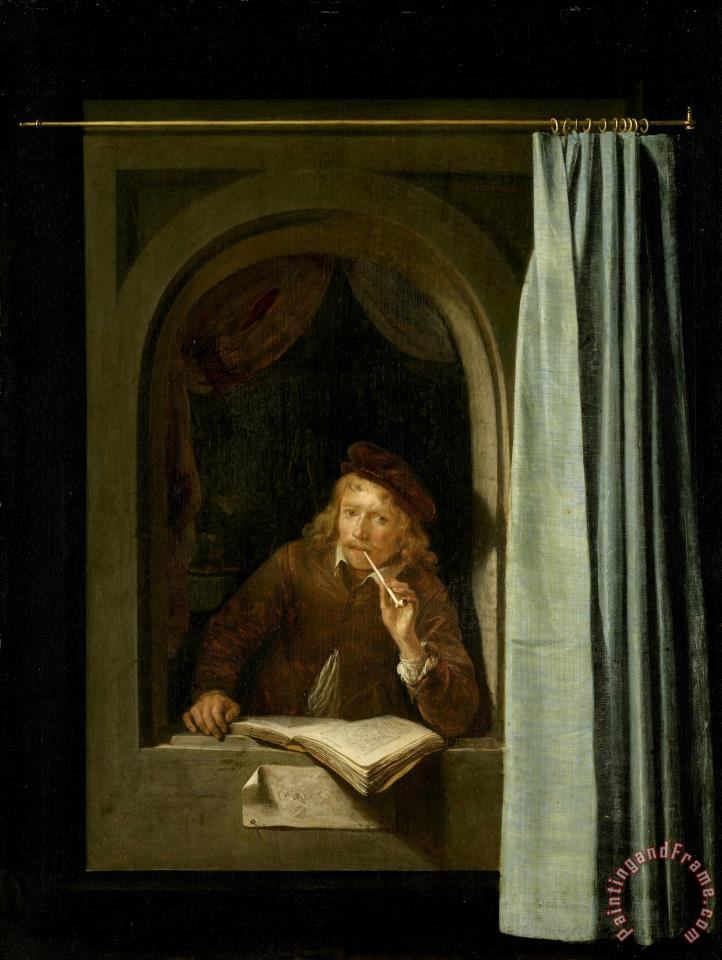 722x960 Gerard Dou Man Smoking A Pipe Painting - Man Smoking Pipe Painting
