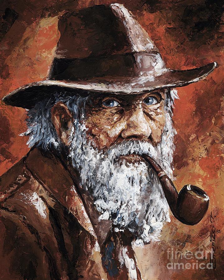 719x900 Old Man With Pipe Painting By Emerico Imre Toth - Man Smoking Pipe Painting