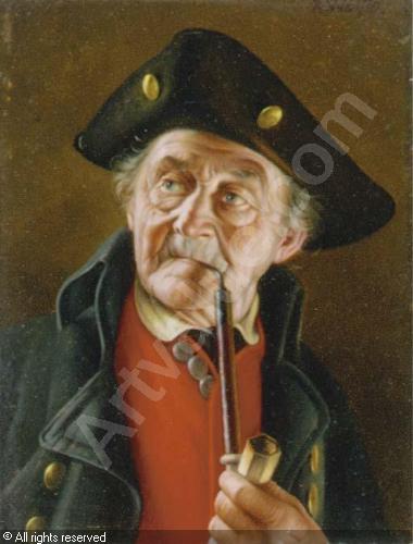 380x500 An Old Man Smoking A Pipe Sold By Christie'S, New York, - Man Smoking Pipe Painting