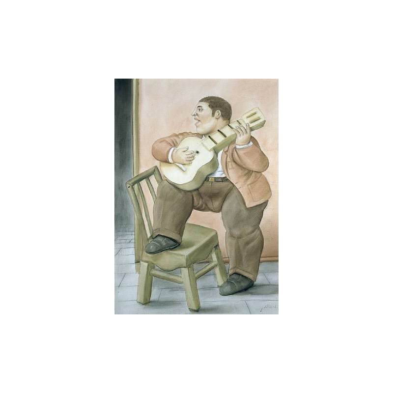 800x800 Man Playing Guitar By Fernando Botero - Man With Guitar Painting