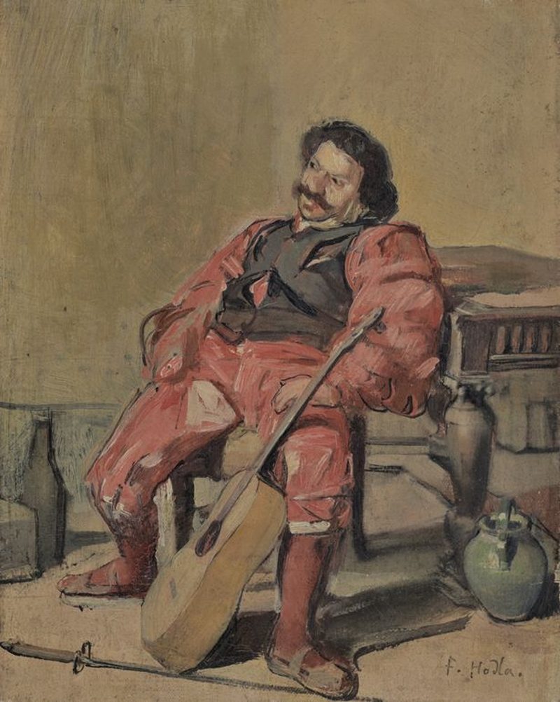 800x1002 Man With Guitar Painting Ferdinand Hodler Oil Paintings - Man With Guitar Painting