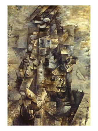 338x450 Braque Man With A Guitar Giclee Print By Georges Braque - Man With Guitar Painting