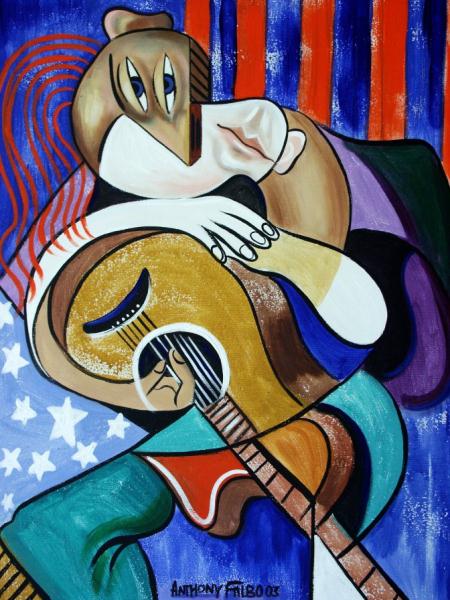 450x600 Guitar Man - Man With Guitar Painting
