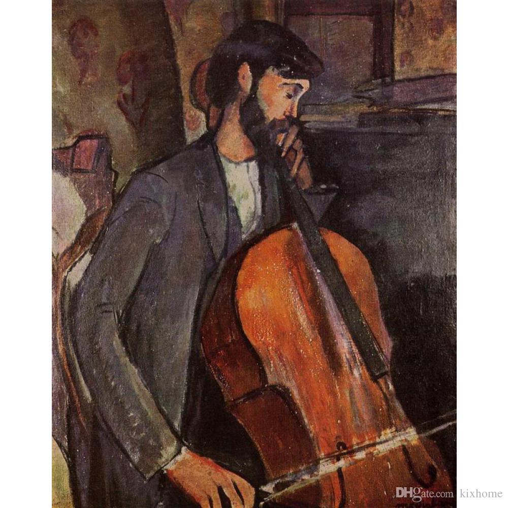 1000x1000 Hand Painted Abstract Painting The Cellist Amedeo Modigliani High - Man With Guitar Painting