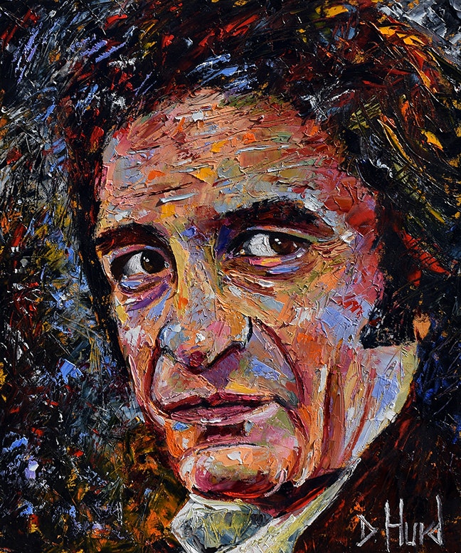 648x777 Man In Black Johnny Cash Art Music Guitar Painting Portrait By - Man With Guitar Painting