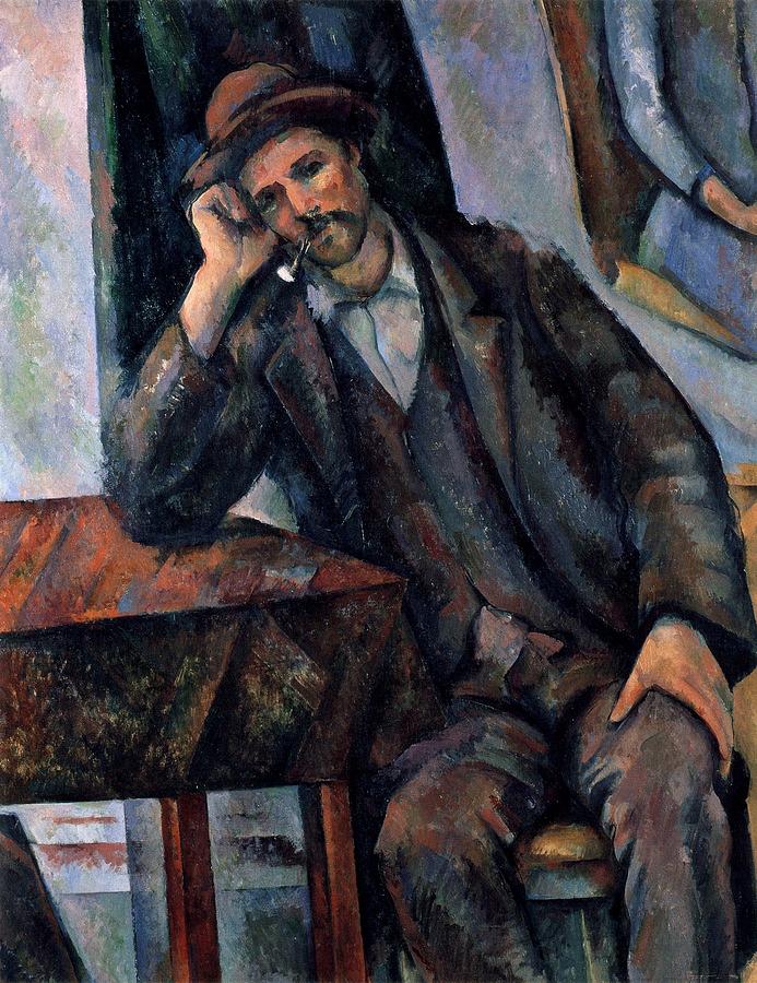 693x900 Man Smoking A Pipe Painting By Paul Cezanne - Man With Pipe Painting