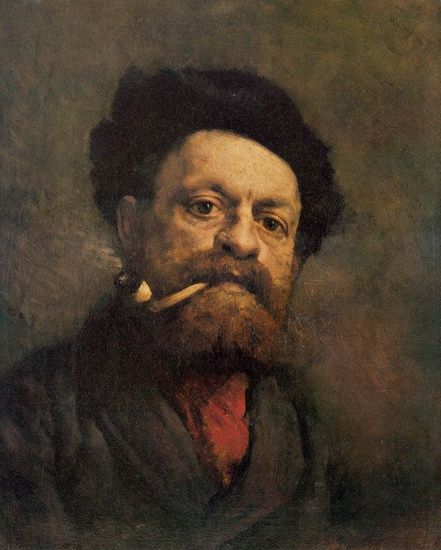 441x550 Man With Pipe Painting From Gustave Courbet Made On Media Oil - Man With Pipe Painting