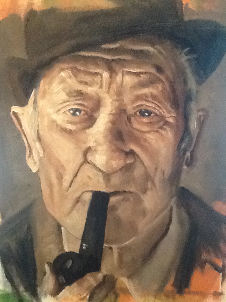 720x960 Old Man With A Pipe By Dansail - Man With Pipe Painting
