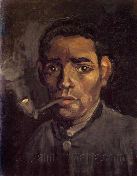 548x700 Head Of A Young Man,bareheaded,with Pipe - Man With Pipe Painting