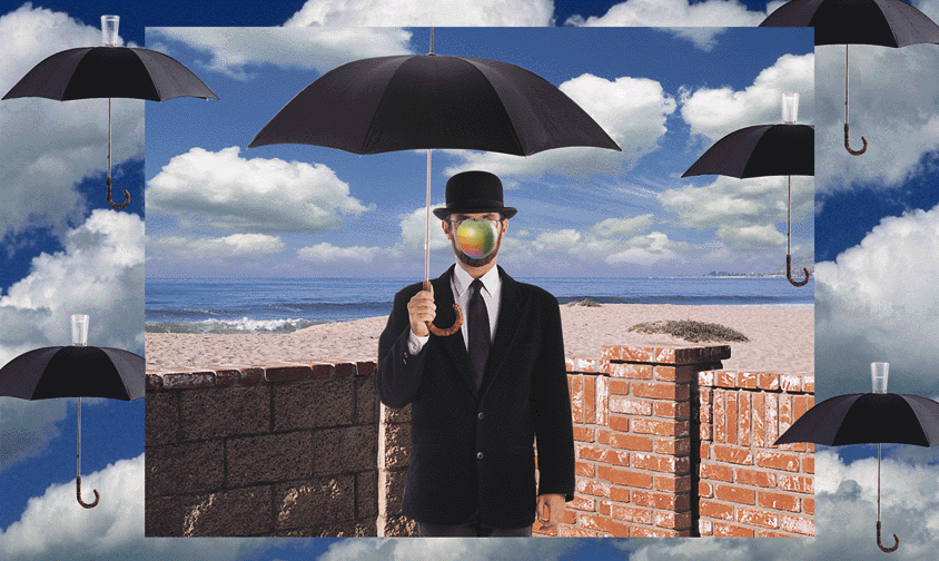 844x504 Name That Artist - Man With Umbrella Painting