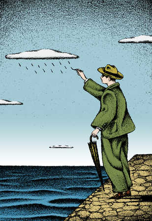 309x450 Stock Illustration - Man With Umbrella Painting