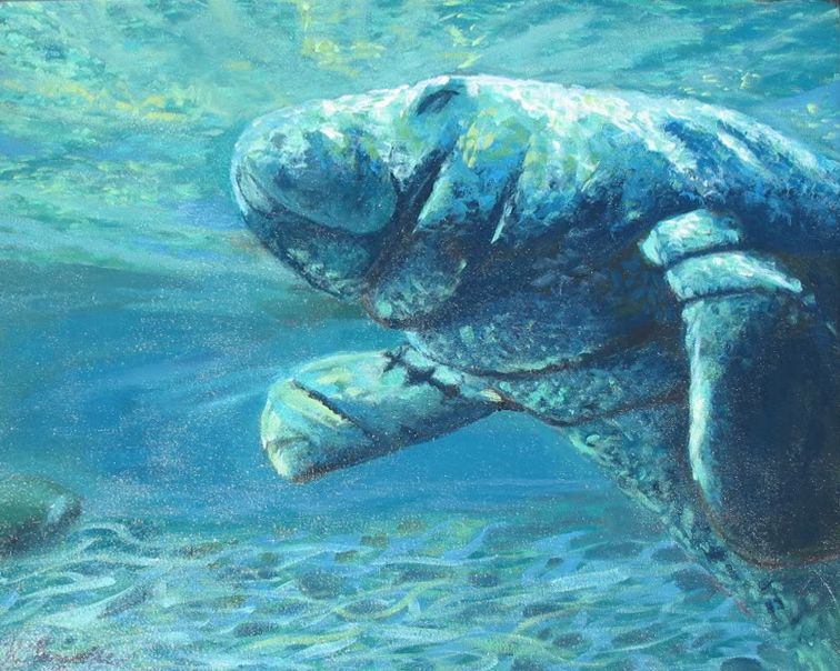 756x604 Manatee Painting By Soluscheese Manatees! Manatee - Manatee Painting