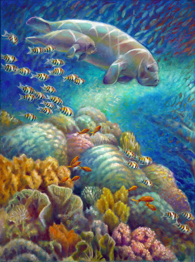 672x900 Fantastic Journey I - Manatee Painting