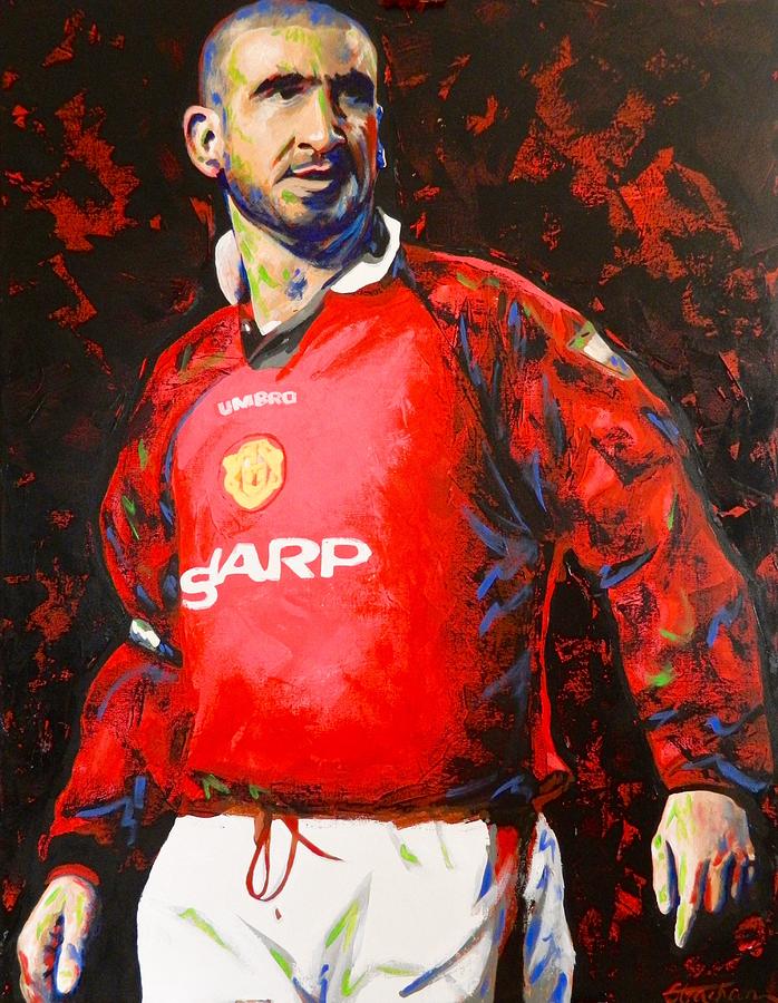 698x900 Manchester United Eric Cantona Painting Painting By Scott Strachan - Manchester United Painting