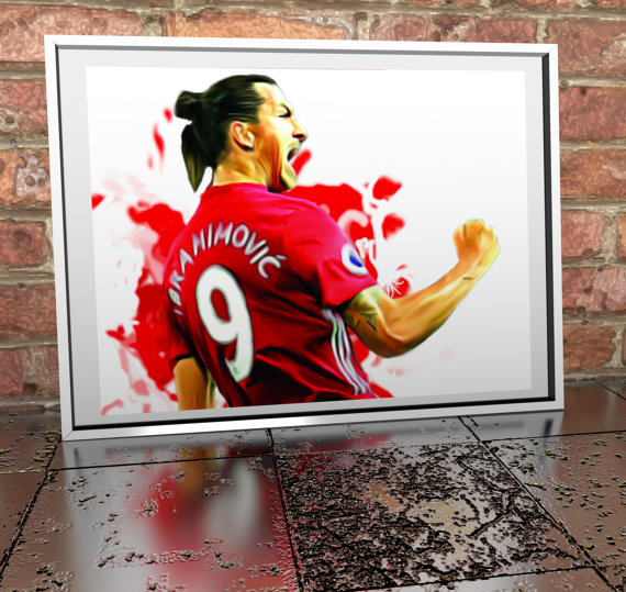 570x539 Zlatan Ibrahimovic Manchester United Painting Poster Print - Manchester United Painting
