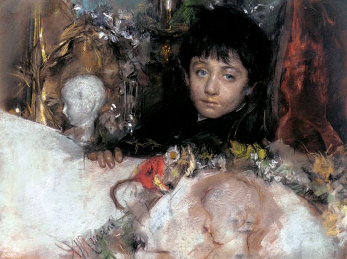 700x522 Portrait Of A Young Boy - Mancini Painting
