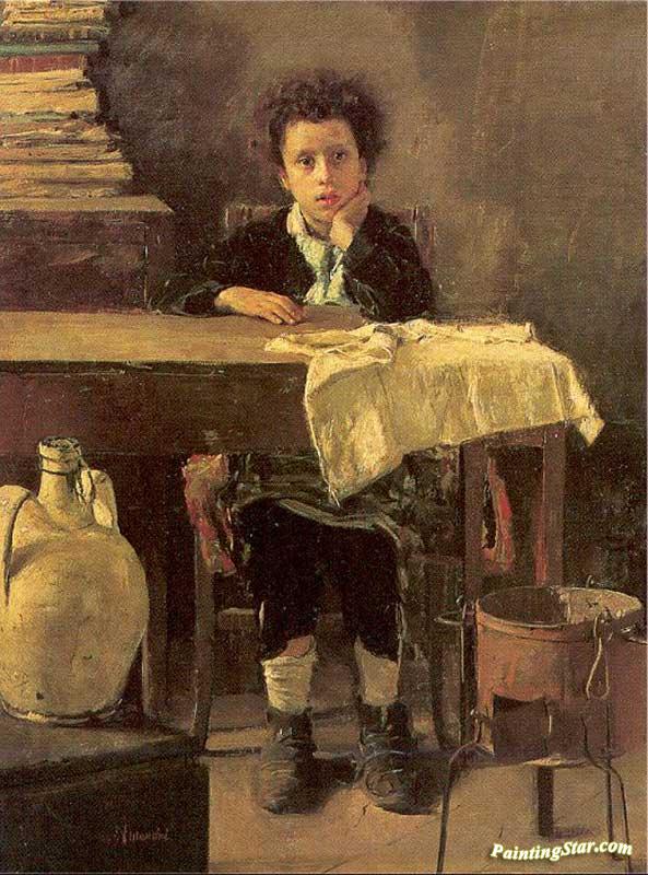 593x800 The Poor Schoolboy Artwork By Antonio Mancini Oil Painting Amp Art - Mancini Painting