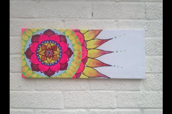570x380 Mandala Flower Painting On Canvas Original Art By Afairydoor - Mandala Art Painting