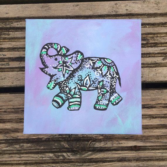570x570 Elephant Painting, Mandala Elephant Painting, Pastel Canvas - Mandala Elephant Painting