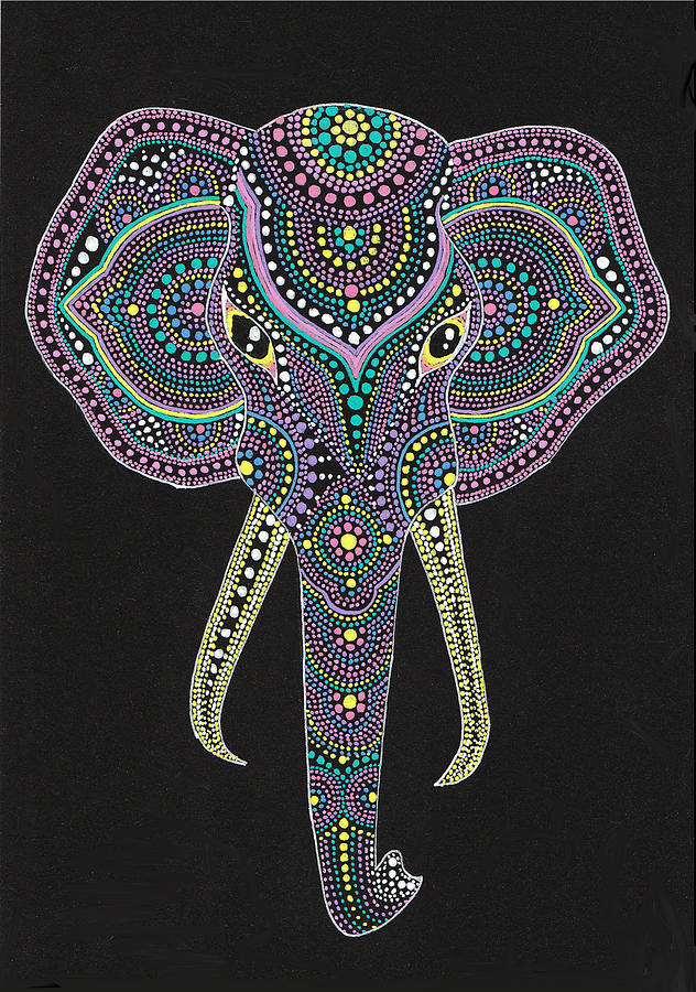 632x900 Face Of The Elephant Painting By Nobuaki Suzuki - Mandala Elephant Painting