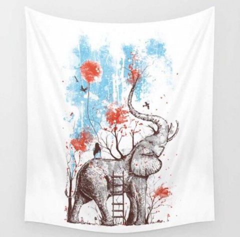 480x473 Indian Elephant Tapestry In Room Bohemian Mandala Wall Hanging - Mandala Elephant Painting