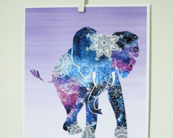 340x270 Mandala Elephant Canvas Wall Art Pink And Gray Bohemian Wall - Mandala Elephant Painting