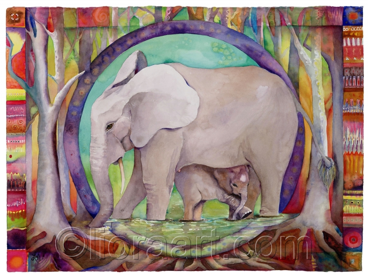 1200x899 Wildlife Watercolor Paintings Mandala For Elephants By Liora Fine Art - Mandala Elephant Painting