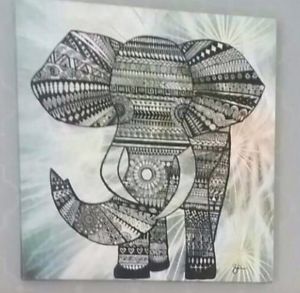 300x293 Canvas Painting Mandala Style Elephant Ebay - Mandala Elephant Painting