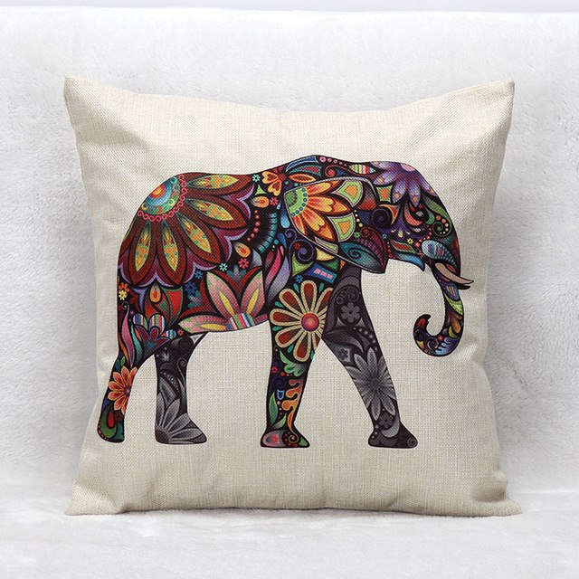 640x640 Mandala Floral Elephant Cushion Covers Hand Painting Animal - Mandala Elephant Painting