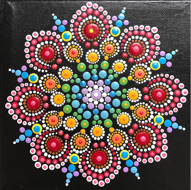 625x622 Mandala Painting On Black - Mandala Painting