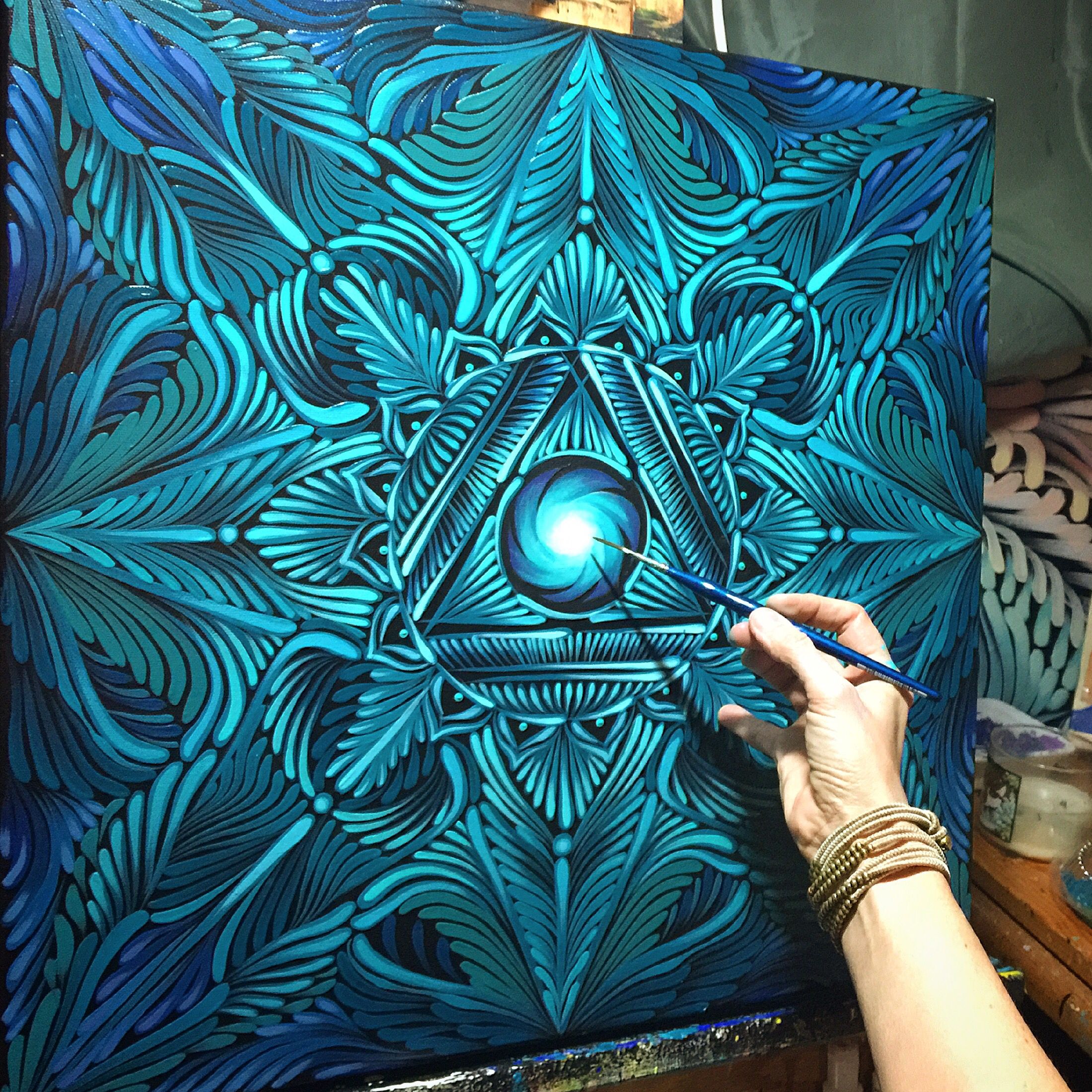 2199x2199 Mandala Painting. Throat Chakra. Https - Mandala Painting