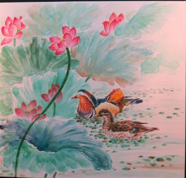 375x358 Mandarin Ducks Paintings For Sale Saatchi Art - Mandarin Ducks Painting