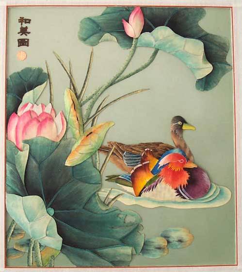 499x560 Craftwork Painting Carved Wood Painting [Mandarin Duck ](Id - Mandarin Ducks Painting