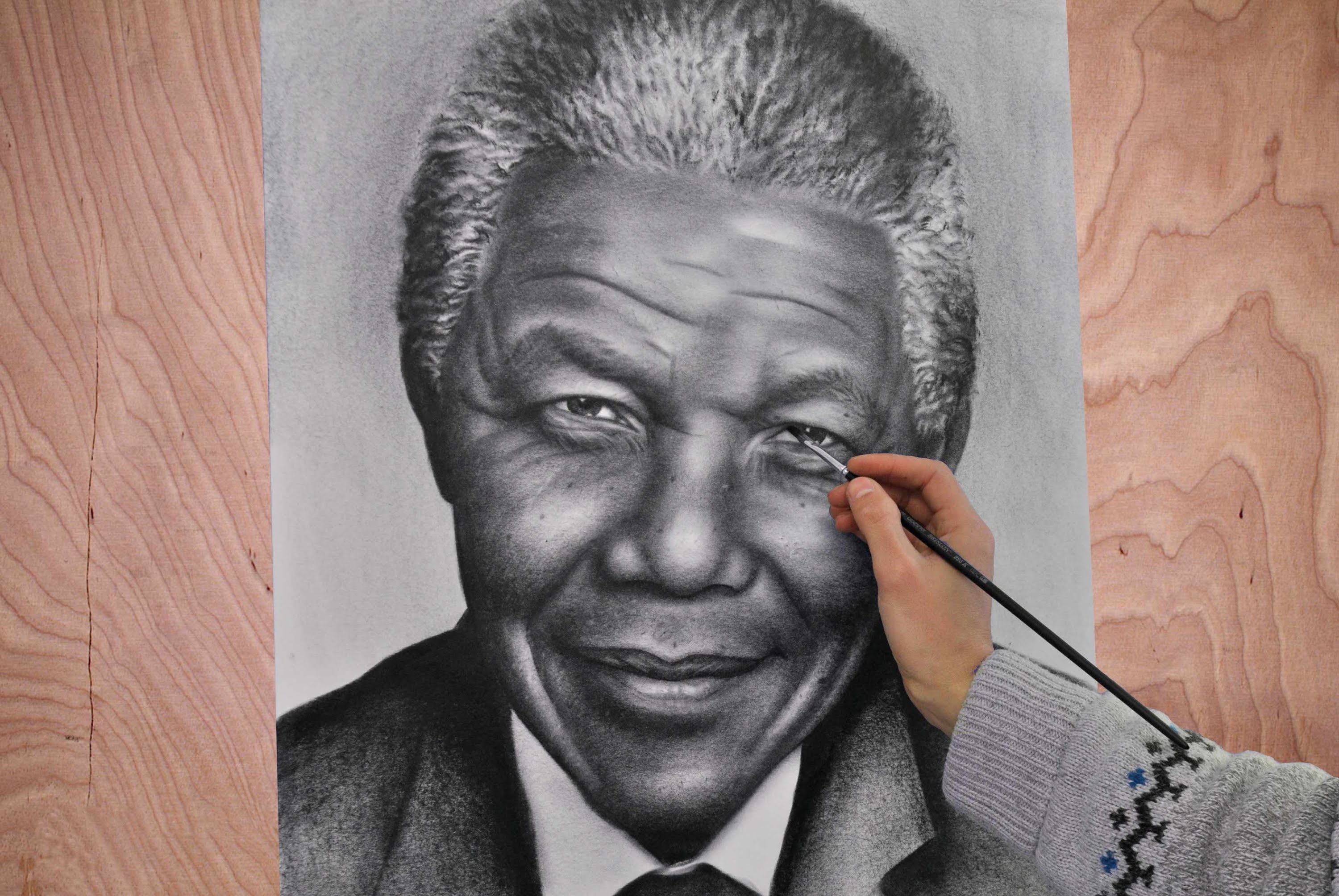 3000x2008 Nelson Mandela Portrait Speed Drawing Painting Photorealism. How - Mandela Painting