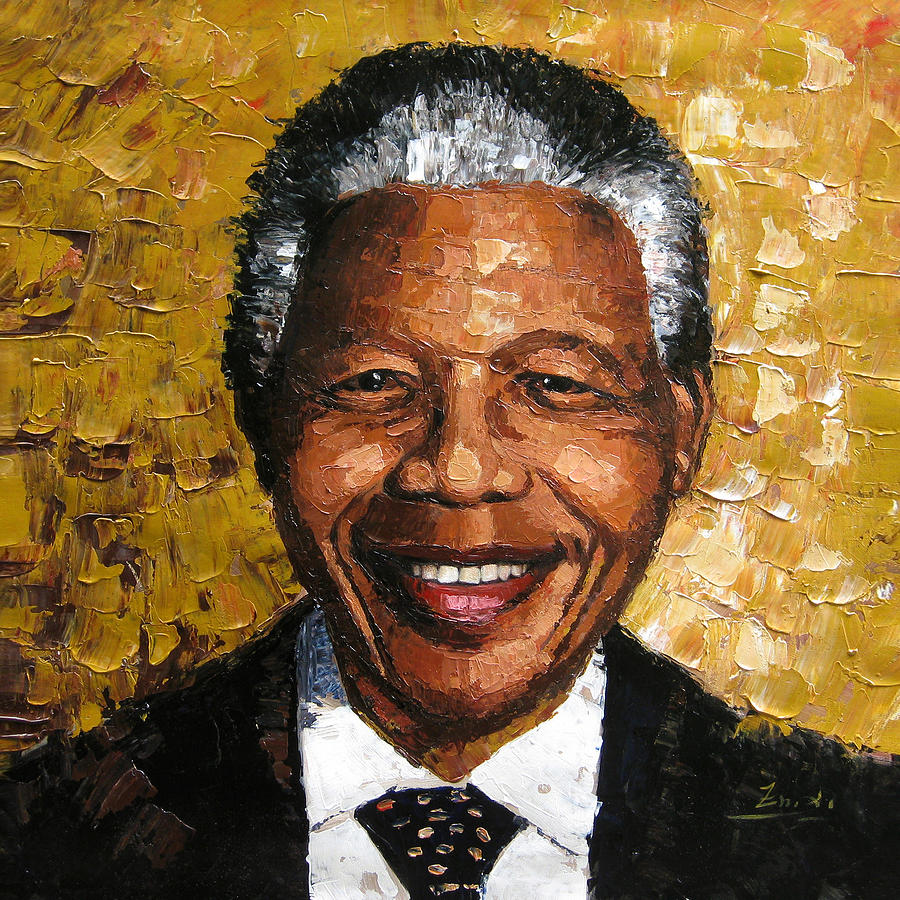 900x900 Original Painting Nelson Mandela Painting By Enxu Zhou - Mandela Painting