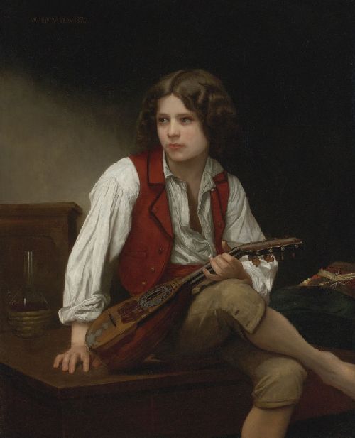 500x617 Italian Mandolin Painting William Bouguereau Oil Paintings - Mandolin Painting