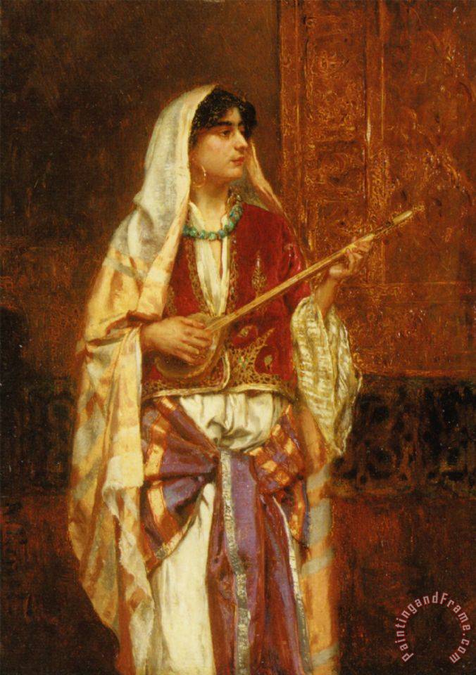 676x960 Rudolf Ernst The Mandolin Player Painting - Mandolin Painting