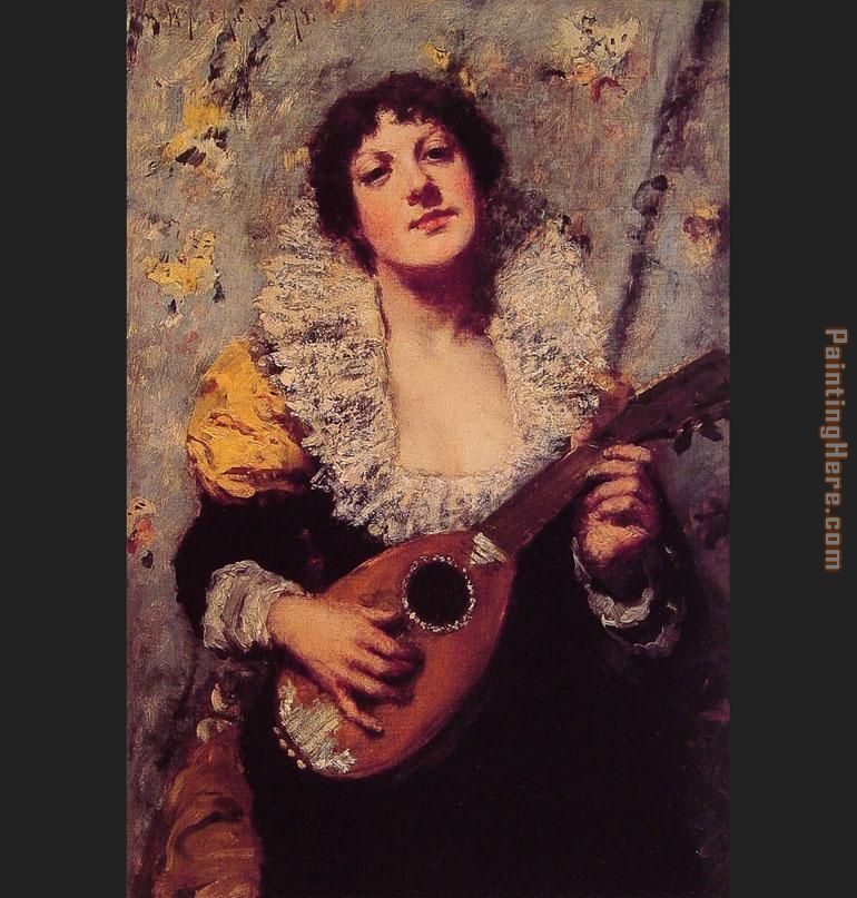 770x807 William Merritt Chase The Mandolin Player Painting Anysize 50% Off - Mandolin Painting