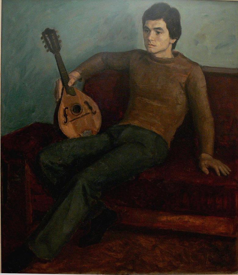 780x900 Young Man With Mandolin Painting By Dionisii Donchev - Mandolin Painting