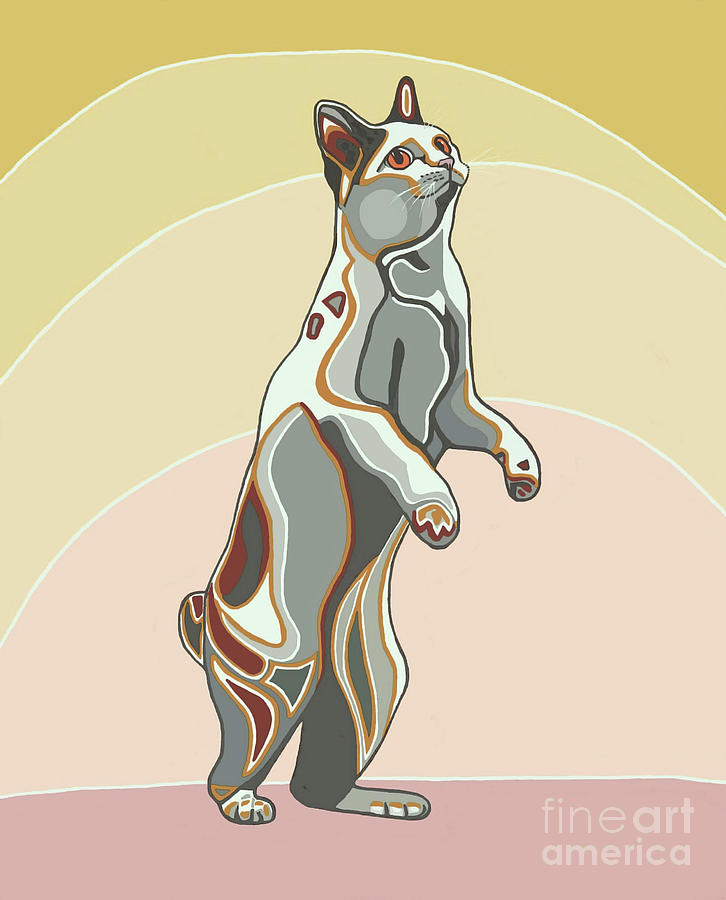726x900 Japanese Bobtail. Maneki Neko. Stylized And Colorful Painting - Maneki Neko Painting