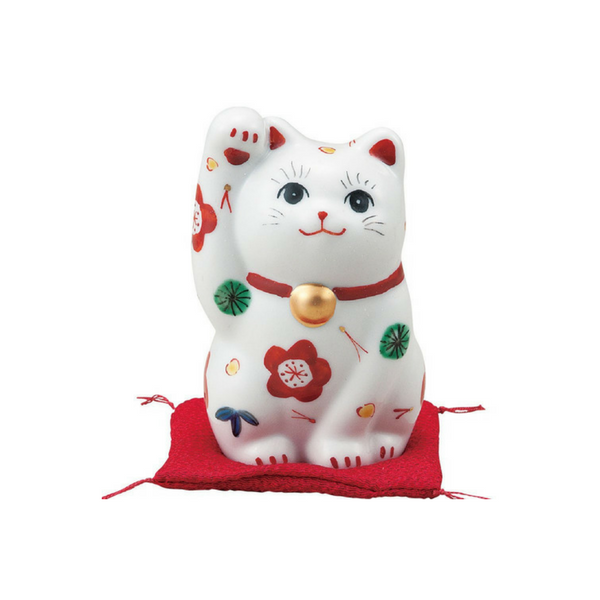 600x600 Kutani Ware Hand Painted Maneki Neko Lucky Cat Figurine - Maneki Neko Painting