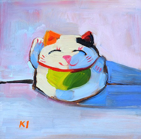450x442 Maneki Neko Still Life Painting Kevin Inman Art - Maneki Neko Painting