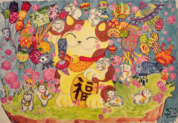 610x422 Maneki Neko. By Mygoodkarma - Maneki Neko Painting